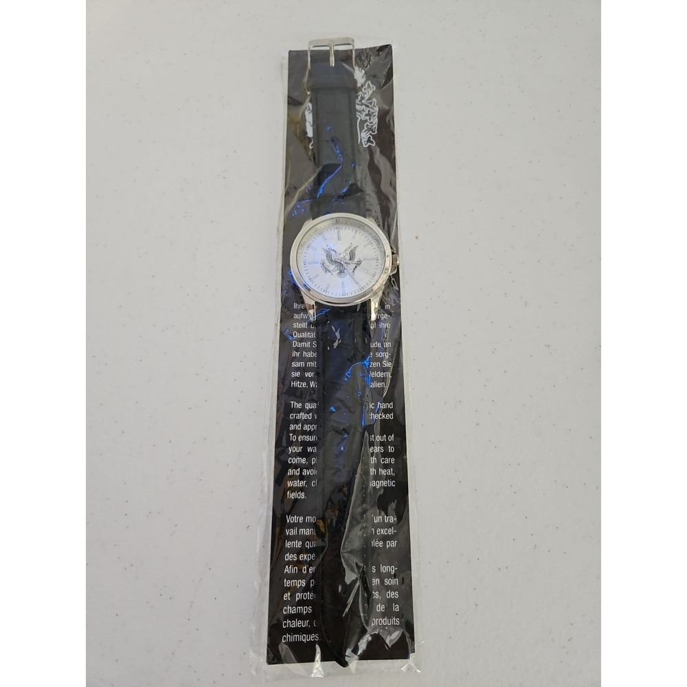 Eiger J433 Men's Silver Tone Analog Wrist Watch With Black Strap New - Unopened